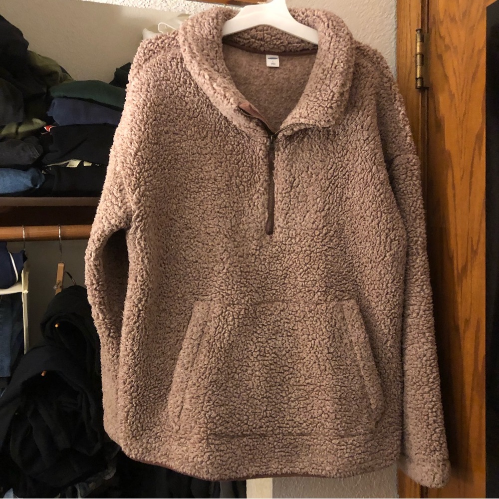 soft purple quarter zip sweatshirt